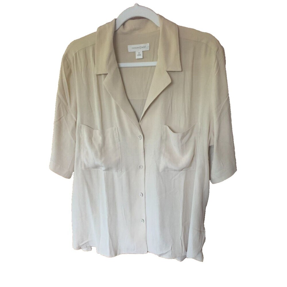 NWOT Treasure & Bond Short Sleeve Viscose Relaxed Fit Camp Shirt Size Medium